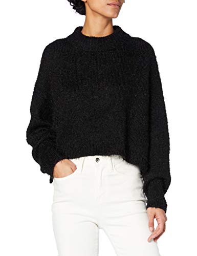 Urban Classics Ladies Oversized Turtleneck Feather Sweater Black XS von Urban Classics