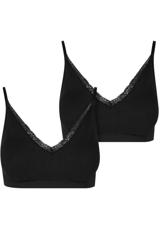 Urban Classics Ladies Padded Rip Bra 2-Pack BH schwarz in XL von Urban Classics