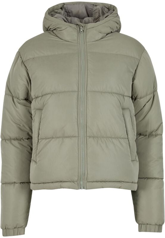 Urban Classics Ladies Peached Puffer Jacket With Hood Winterjacke oliv in L von Urban Classics