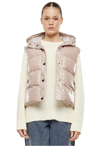 Urban Classics Ladies Recycled Shiny Puffer Vest with Hood duskrose, S von Urban Classics