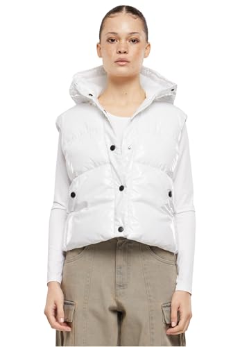 Urban Classics Ladies Recycled Shiny Puffer Vest with Hood white, M von Urban Classics