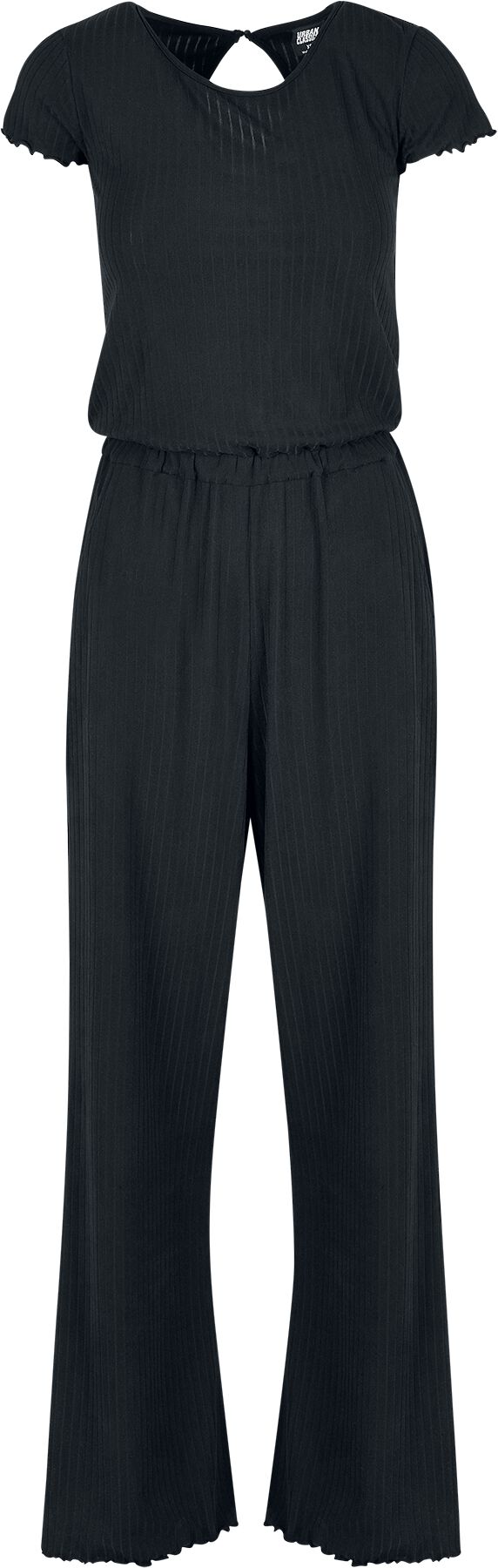 Urban Classics Ladies Rib Wid Leg Jumpsuit Jumpsuit schwarz in XL von Urban Classics
