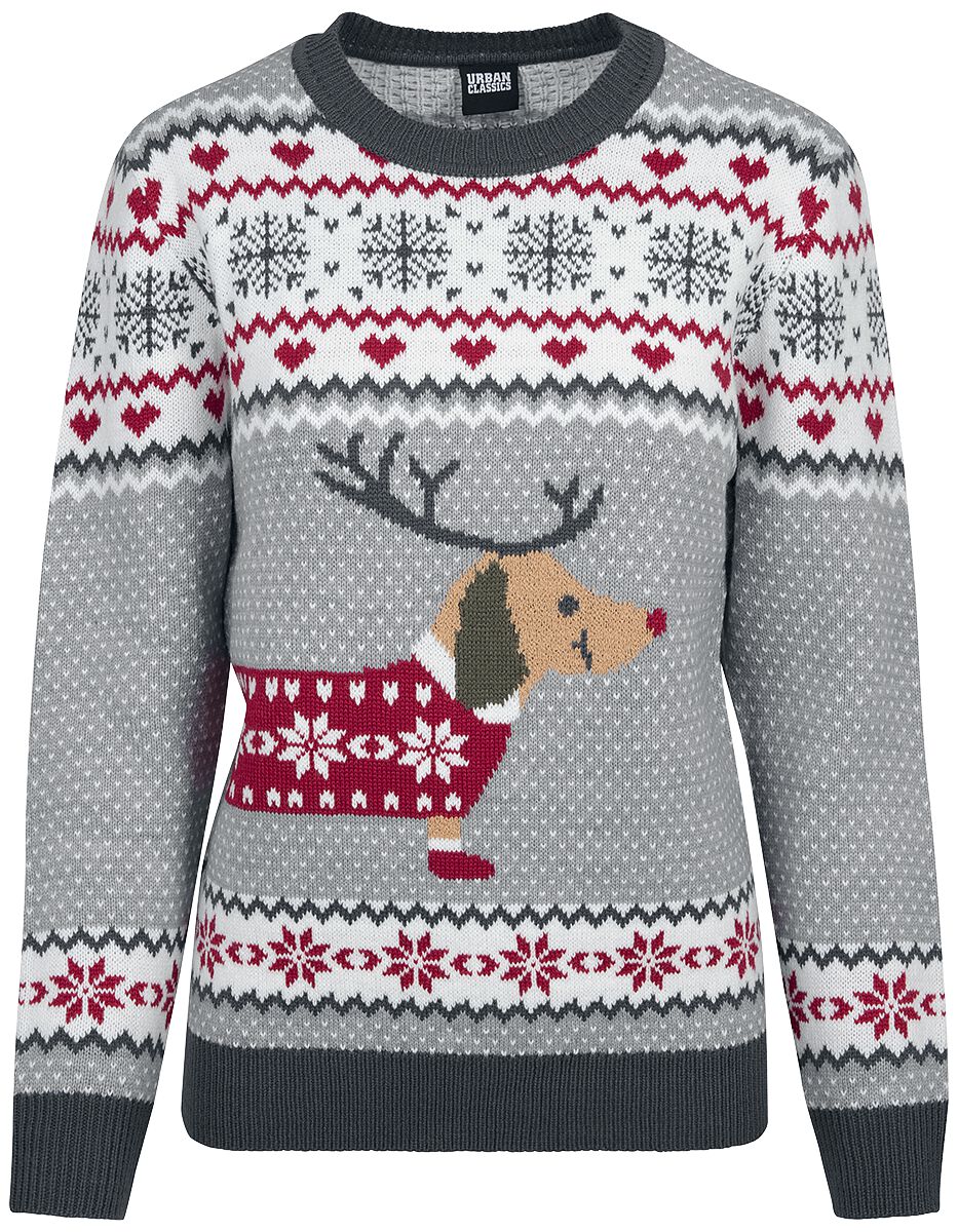 Urban Classics Ladies Sausage Dog Christmas Sweater Weihnachtspullover grün weiß rot in XXL von Urban Classics