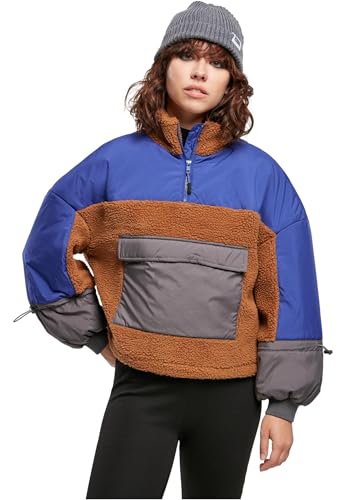 Urban Classics Ladies Sherpa 3-Tone Pull Over Jacket Toffee/bluepurple XS Urban Classics Ladies Sherpa 3-Tone Pull Over Jacket Toffee/bluepurple XS von Urban Classics