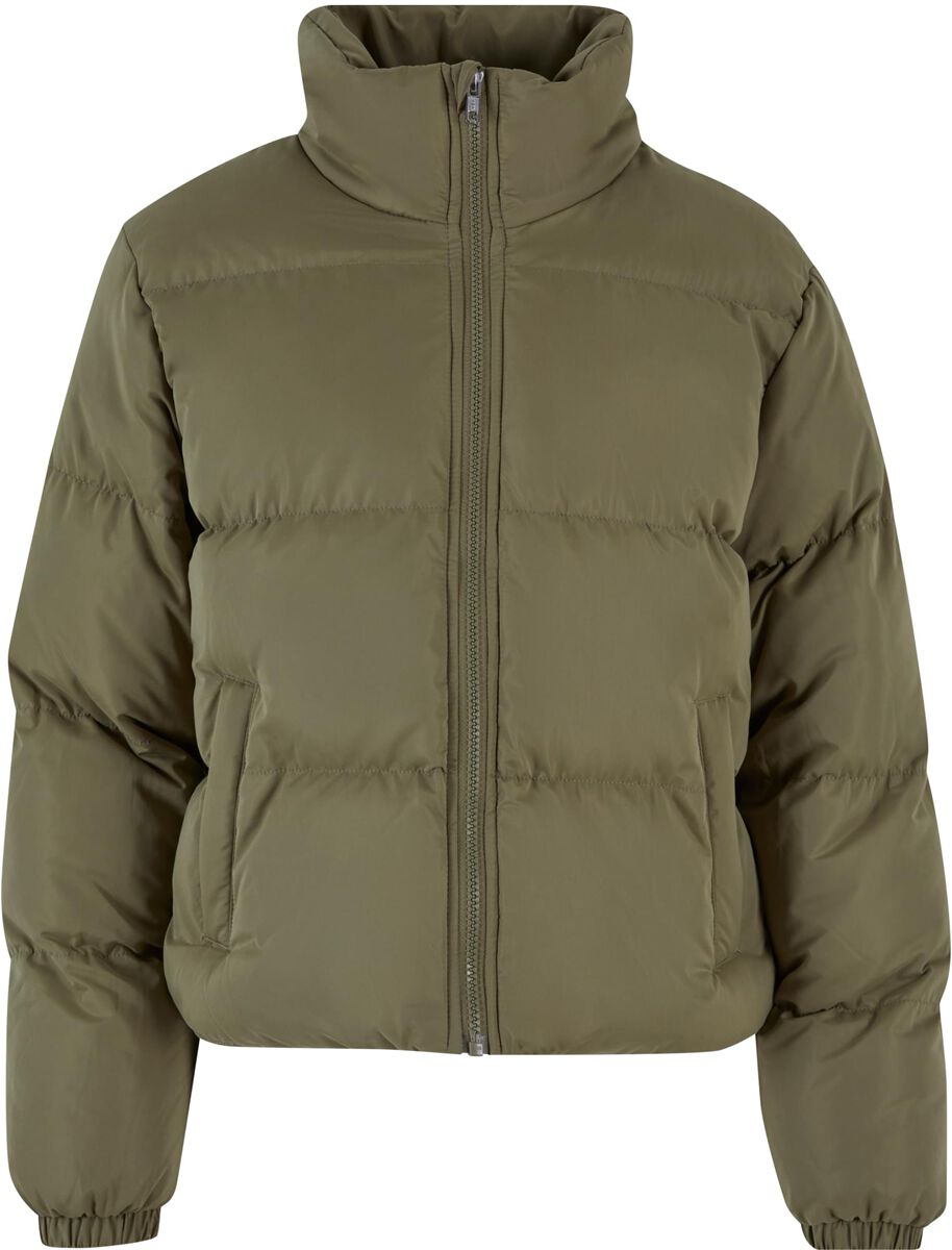 Urban Classics Ladies Short Peached Puffer Jacket Winterjacke oliv in M von Urban Classics