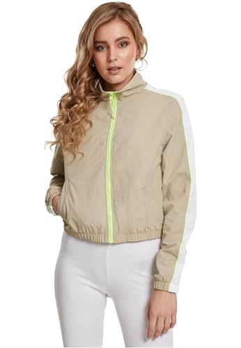 Urban Classics Ladies Short Piped Track Jacket Concrete/electriclime XS Urban Classics Ladies Short Piped Track Jacket Concrete/electriclime XS von Urban Classics