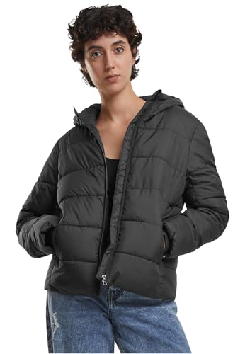 Urban Classics Ladies Short Puffer Jacket with Hood Black, M von Urban Classics