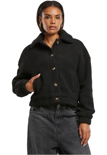 Urban Classics Ladies Short Sherpa Button Jacket Black, 4XL von Urban Classics