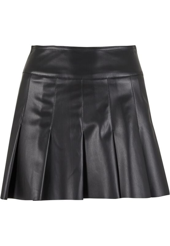 Urban Classics Ladies Synthetic Leather Pleated Skirt Kurzer Rock schwarz in M von Urban Classics
