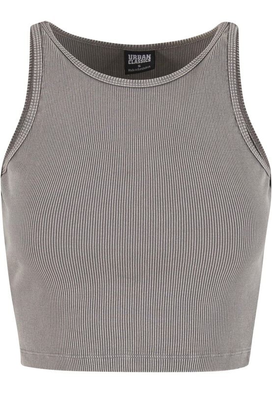 Urban Classics Ladies Washed Rib Jersey Cropped Top Top grau in XS von Urban Classics