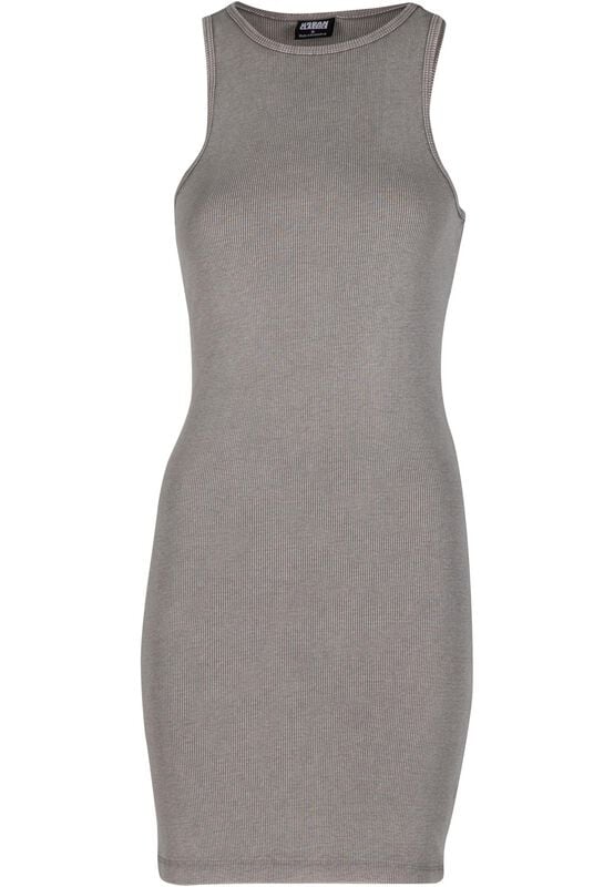 Urban Classics Ladies Washed Rib Jersey Dress Kurzes Kleid grau in M von Urban Classics