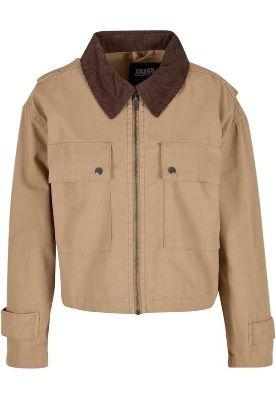 Urban Classics Ladies Workwear Cropped Cotton Jacket Übergangsjacke beige in M von Urban Classics