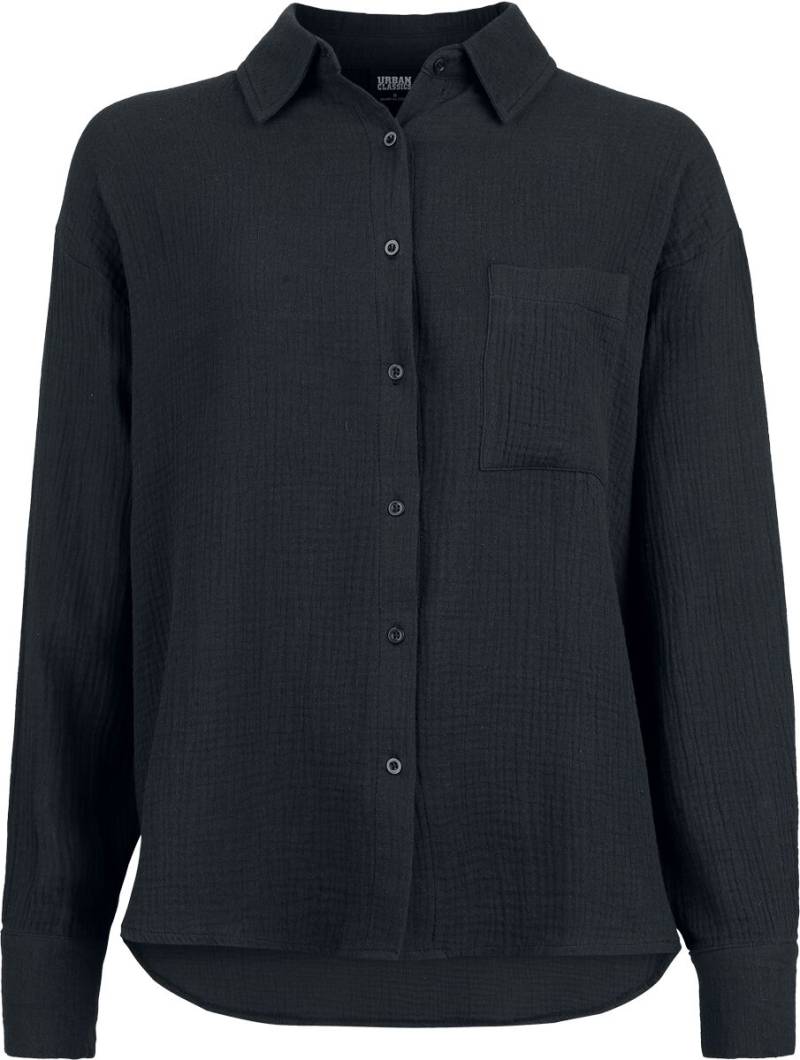 Urban Classics Langarmhemd - Ladies Oversized Musselin Blouse - XS bis XL - für Damen - Größe M - schwarz von Urban Classics
