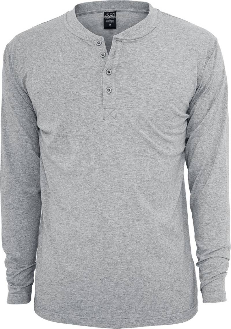 Urban Classics Langarmshirt - Basic Henley - M - für Männer - Größe M - grau von Urban Classics