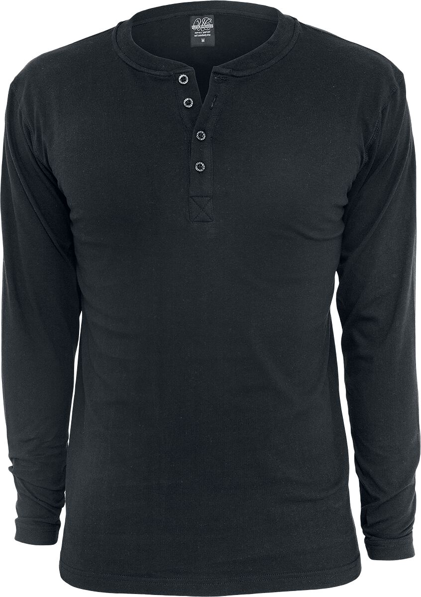 Urban Classics Langarmshirt - Basic Henley - S bis XXL - für Männer - Größe XXL - schwarz von Urban Classics