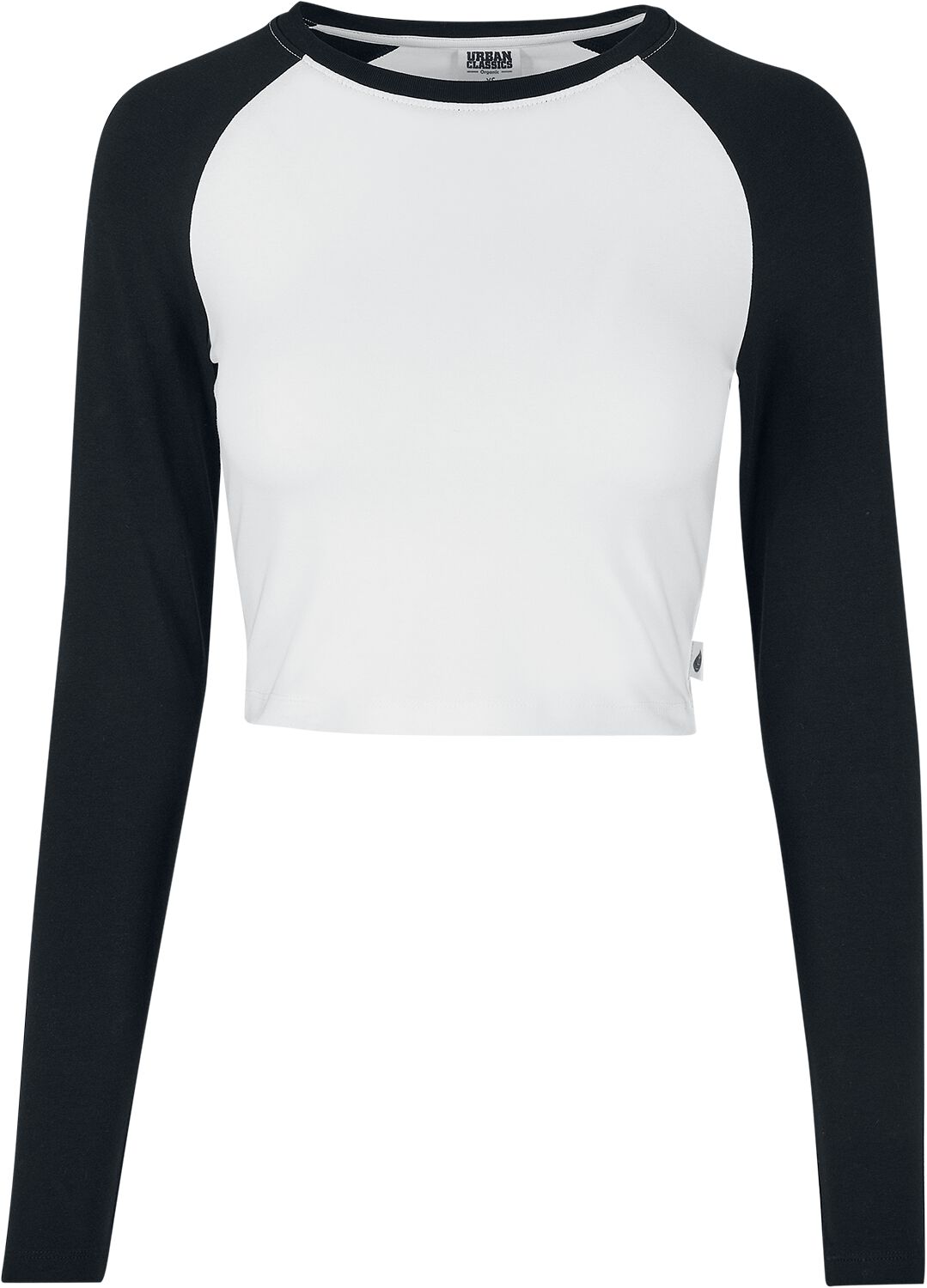 Urban Classics Langarmshirt - Ladies Organic Cropped Retro Baseball Longsleeve - XS bis 4XL - für Damen - Größe 3XL - weiß/schwarz von Urban Classics