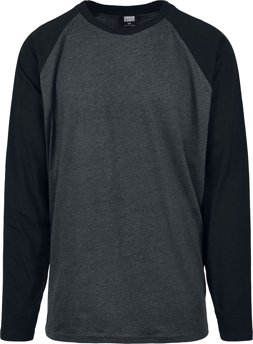 Urban Classics Langarmshirt - Raglan Contrast Longsleeve - S bis XXL - für Männer - Größe L - grau/charcoal von Urban Classics