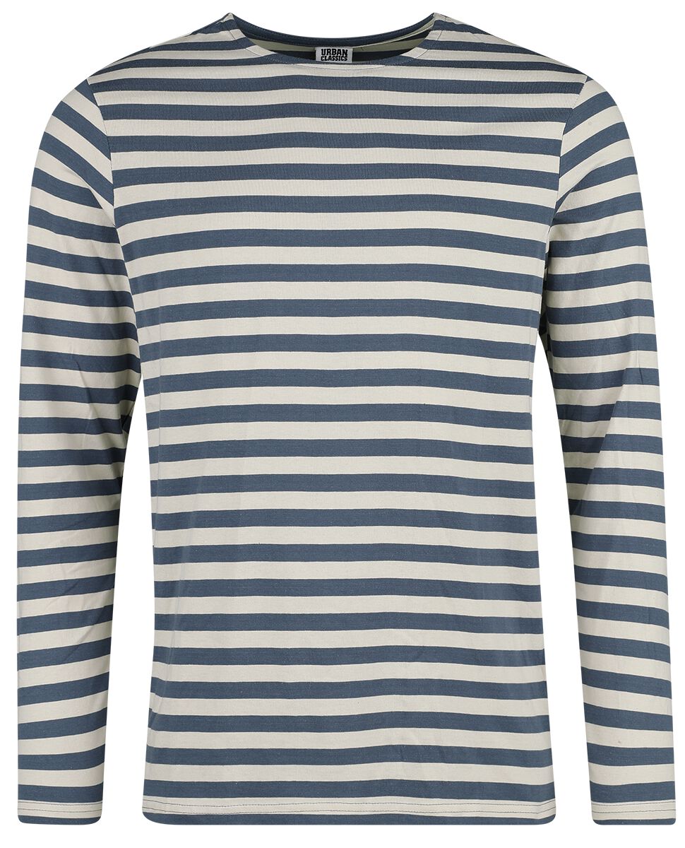 Urban Classics Langarmshirt - Regular Stripe LS - M bis XXL - für Männer - Größe M - blau/weiß von Urban Classics