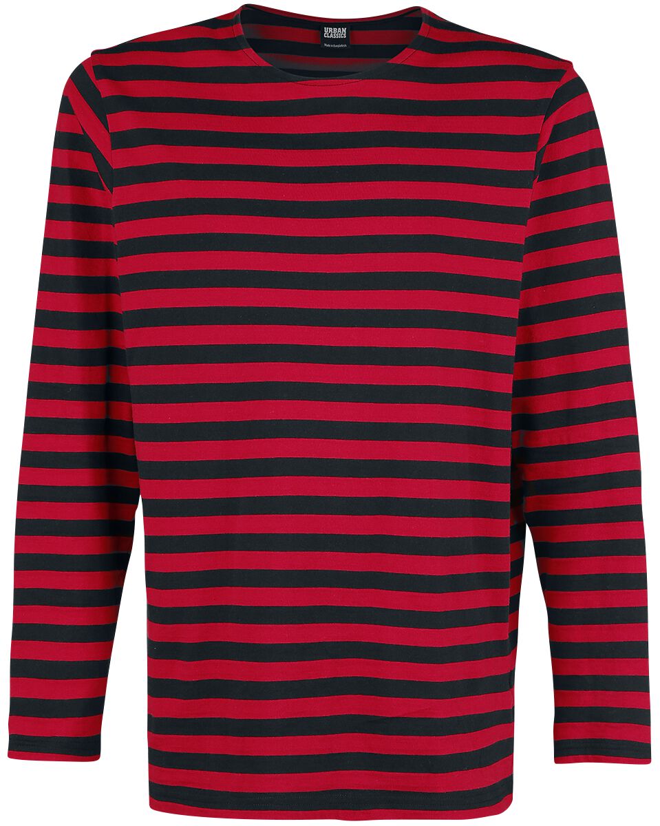 Urban Classics Langarmshirt - Regular Stripe Longlseeve - S bis XXL - für Männer - Größe L - rot/schwarz von Urban Classics