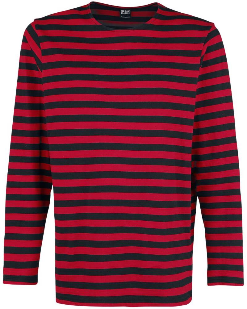 Urban Classics Langarmshirt - Regular Stripe Longlseeve - S bis XXL - für Männer - Größe M - rot/schwarz von Urban Classics