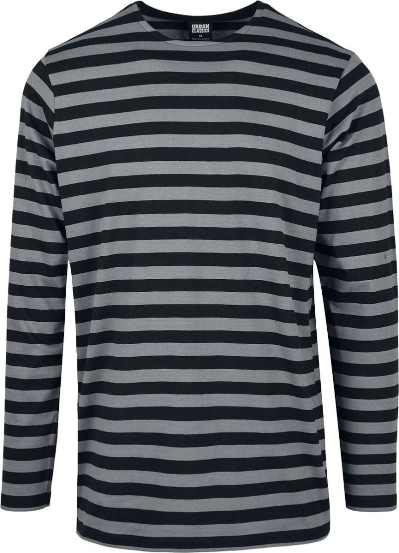 Urban Classics Langarmshirt - Regular Stripe Longlseeve - S bis XXL - für Männer - Größe S - grau/schwarz von Urban Classics
