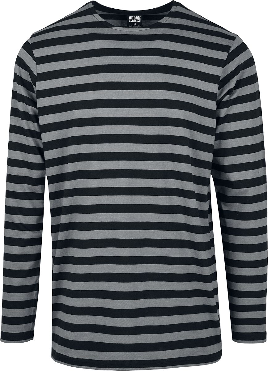 Urban Classics Langarmshirt - Regular Stripe Longlseeve - S bis XXL - für Männer - Größe XL - grau/schwarz von Urban Classics