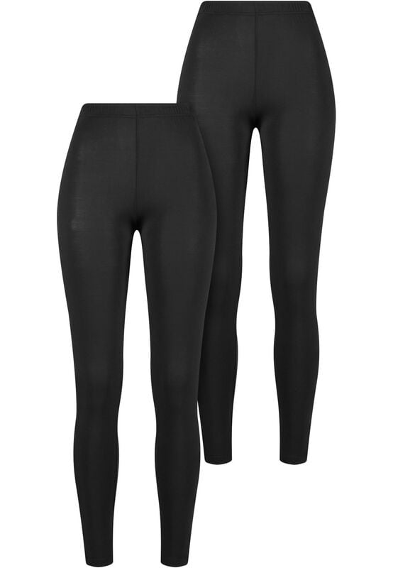Urban Classics Leggings - Ladies Bamboo Leggings 2-Pack - XS bis XL - für Damen - Größe XL - schwarz von Urban Classics