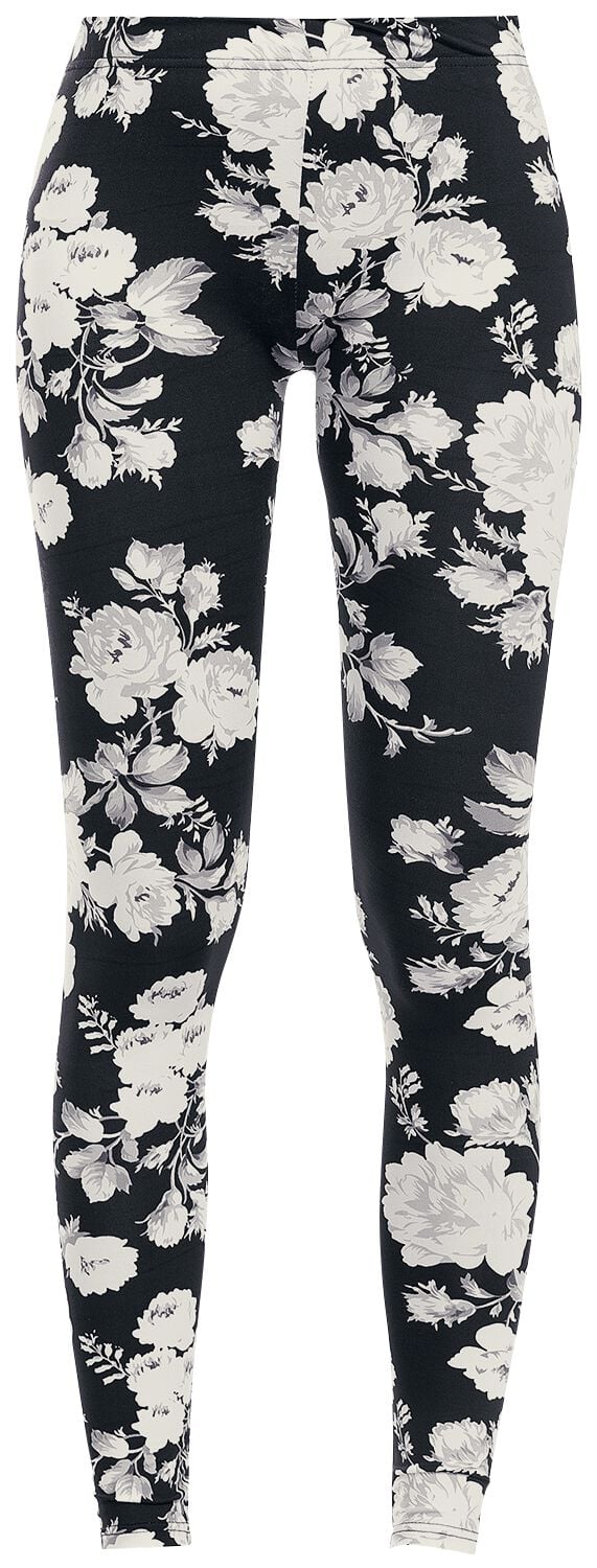 Urban Classics Leggings - Ladies Flower Leggings - XS bis S - für Damen - Größe S - schwarz von Urban Classics