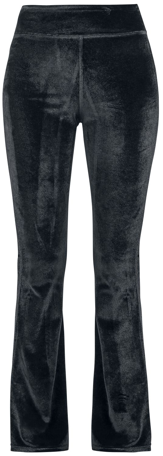 Urban Classics Leggings - Ladies High Waist Velvet Boot Cut Legging - XS bis 5XL - für Damen - Größe L - schwarz von Urban Classics