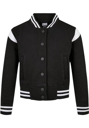 Urban Classics Mädchen Girls Inset College Sweat Jacket Jacke, Black/White, 110/116 von Urban Classics