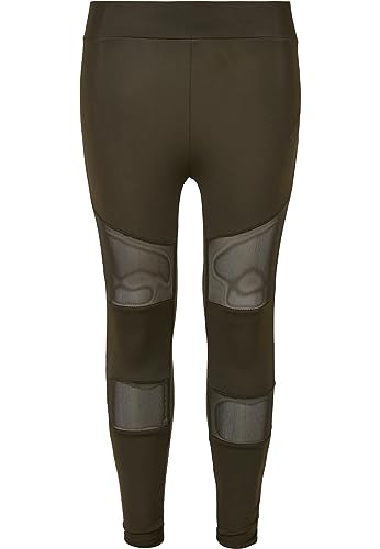 Urban Classics Mädchen Girls Tech Mesh Leggings, Darkolive, 110/116 von Urban Classics