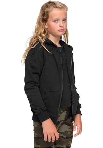 Urban Classics Mädchen Sweatshirtjacke Girls Organic Terry Zip Hoody, Farbe Black, Größe 122/128 von Urban Classics