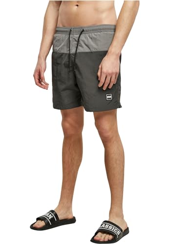 Urban Classics Men's Block Swim Shorts Badehose, Blackbird/Asphalt, XS von Urban Classics