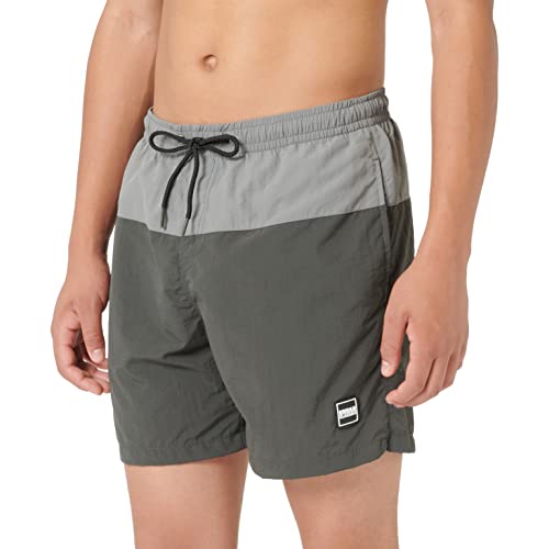 Urban Classics Men's Block Swim Shorts Badehose, Blackbird/Asphalt, XXL von Urban Classics