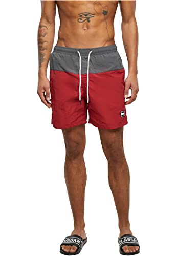 Urban Classics Men's Block Swim Shorts Badehose, Brickred/darkshadow, L von Urban Classics