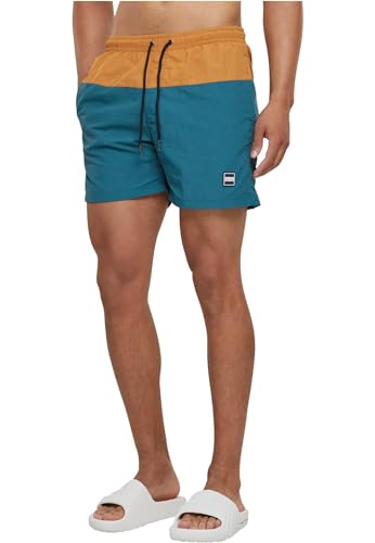 Urban Classics Men's Block Swim Shorts Badehose, Teal/Toffee, 4XL von Urban Classics