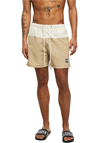 Urban Classics Men's Block Swim Shorts Badehose, unionbeige/softseagrass, XS von Urban Classics