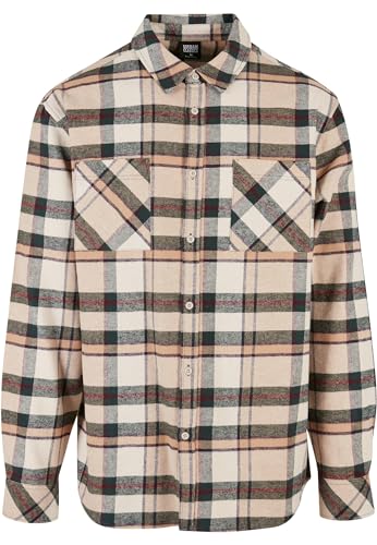 Urban Classics Men's TB5592-Checked Mountain Shirt, softseagrass/Bottlegreen, L von Urban Classics