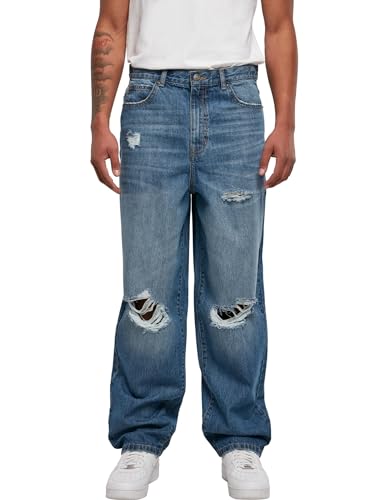 Urban Classics Herren Distressed 90‘s Jeans mid Deepblue Destroyed Washed, 30 von Urban Classics