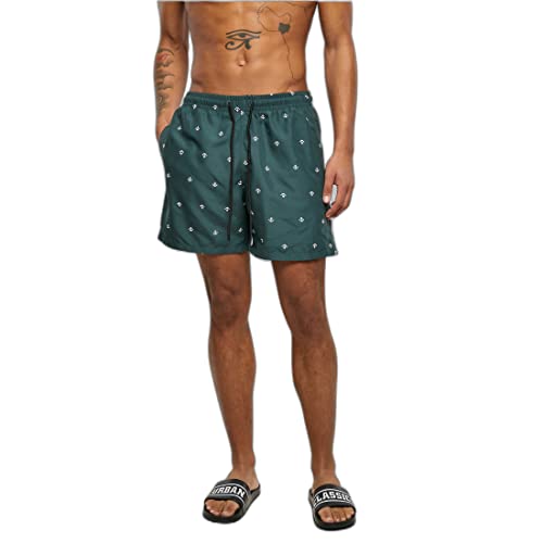 Urban Classics Herren Embroidery Swim Shorts Badehose, Anchor/Bottlegreen/White, XL von Urban Classics