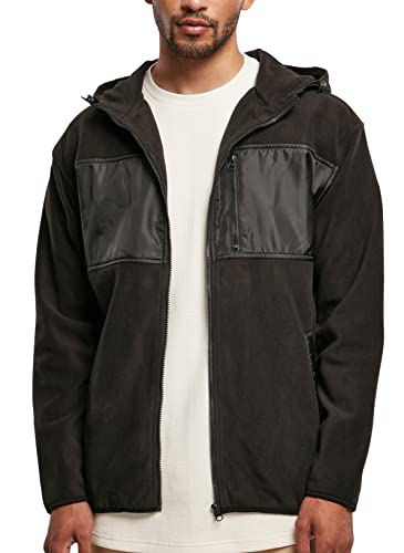 Urban Classics Men's TB5534-Hooded Micro Fleece Jacket Jacke, Black, L von Urban Classics