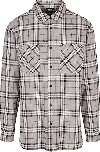 Urban Classics Men's TB5516-Long Oversized Check Shirt, Grey/Black, 3XL von Urban Classics