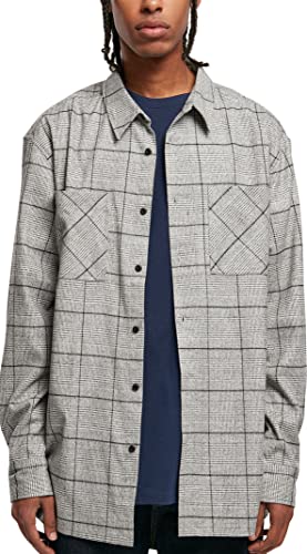 Urban Classics Men's Long Oversized Checked Greyish Shirt, Grey/Black, 3XL von Urban Classics