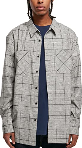 Urban Classics Men's TB5594-Long Oversized Checked Greyish Shirt, Grey/Black, M von Urban Classics