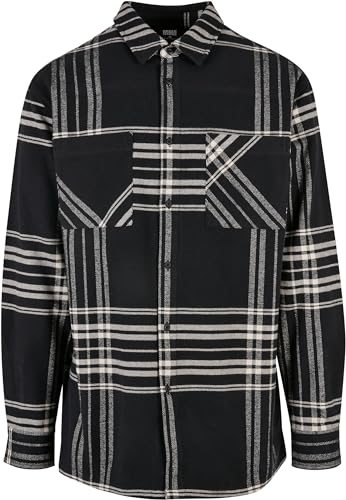 Urban Classics Men's TB5593-Long Oversized Checked Summit Shirt, Black, 5XL von Urban Classics