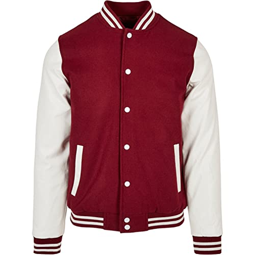 Urban Classics Herren Oldschool College Jacket Jacke, Burgundy/White, 4XL von Urban Classics