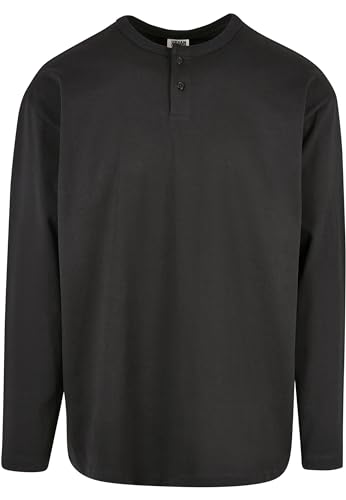 Urban Classics Herren Organic Oversized Henley Longsleeve T-Shirt, black, L von Urban Classics