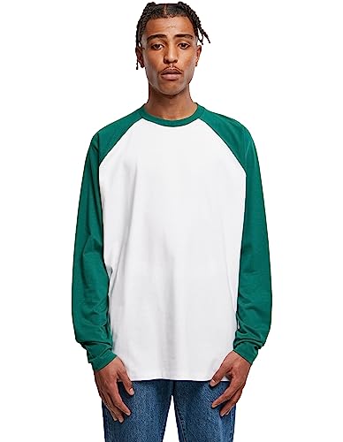 Urban Classics Herren Organic Oversized Raglan Longsleeve T-Shirt, white/green, 5XL von Urban Classics