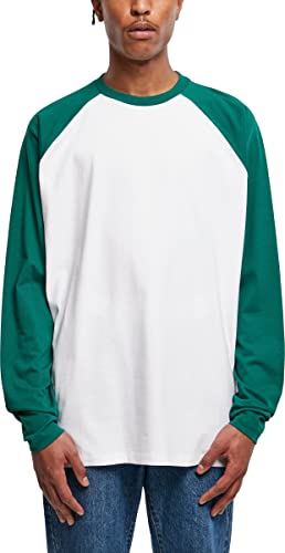 Urban Classics Herren Organic Oversized Raglan Longsleeve T-Shirt, white/green, L von Urban Classics