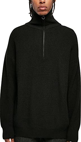 Urban Classics Men's Oversized Knitted Troyer Sweatshirt, Black, L von Urban Classics